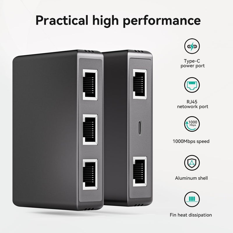 bliyee Gigabit Ethernet Splitter 1 to 4 1000Mbps Internet Cable Splitter, High Speed Either Network Splitter, Dual LAN RJ45 Port Router Switch Work with Cat5/5e/6/7/8 Cable - Image 5